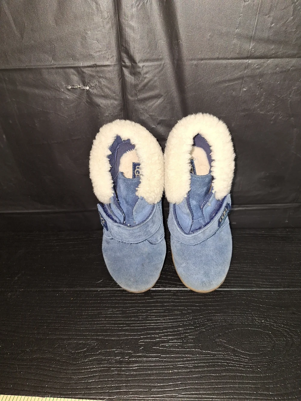 UGG Kids Blue Suede Shearling-Lined Boots Sz. 10